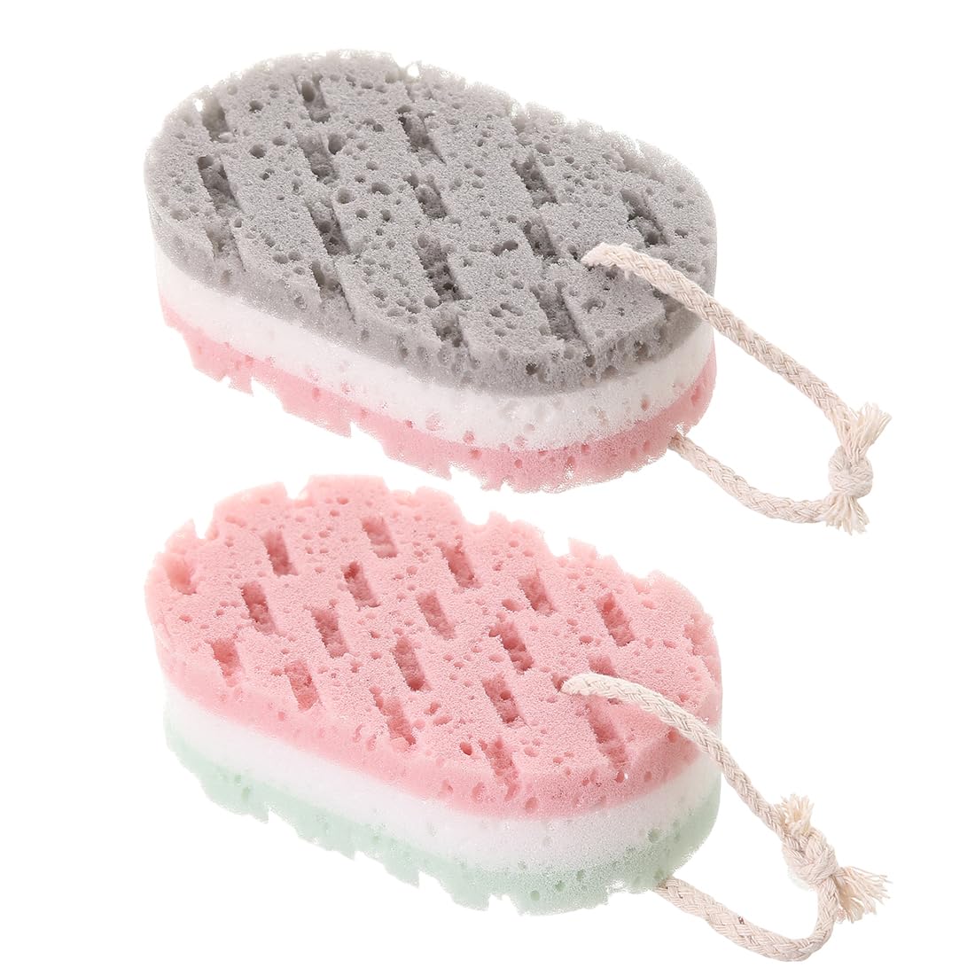2 pezzi Spugna da bagno per donna spugna per il corpo in luffa spugna per doccia esfoliante profonda spugna per la pulizia della pelle, articoli da toeletta, adatti per uomini e donne