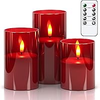 Vista 8 de GenSwin - Velas de cristal sin llama con control remoto que funcionan con batería, velas LED que parpadean de cera real y mecha 3D