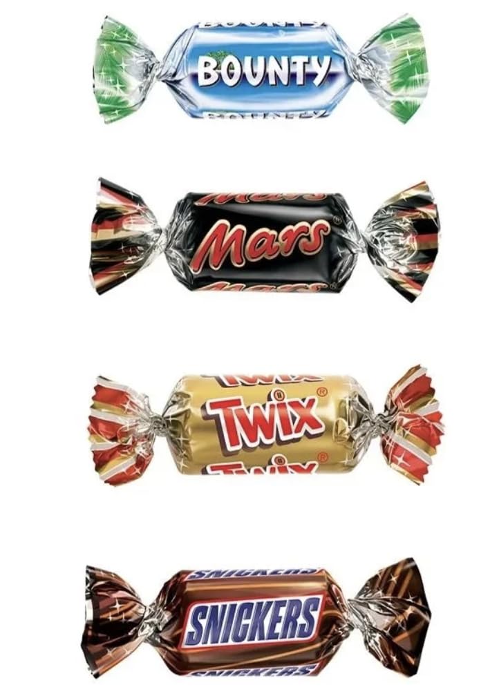 Mini Chocolats Assortis 700g – Snickers, Mars, Twix, Bounty, Galaxy, Milky Way – Idéal pour Entreprises, Réceptions, Halloween, Noël, Anniversaires et Fêtes - Sachet gourmand individuel !