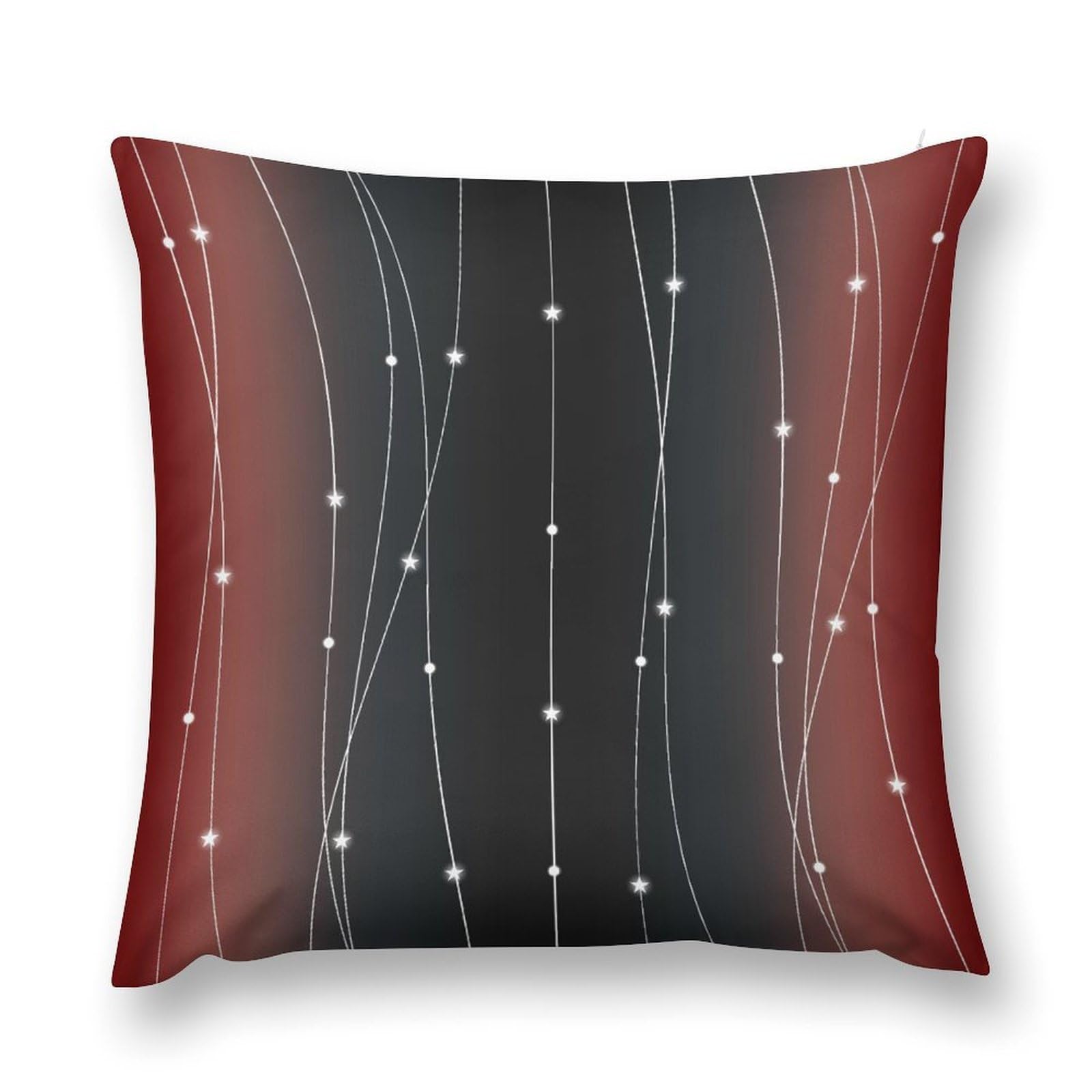 moderw Red Black Grey Throw Pillow Cover Red Gray Ombre Couch Pillowcases Geometric Wavy Stripe Aesthetics Abstract Gradien Pillows Cushion Case for Sofa Bed Chair 18x18inch