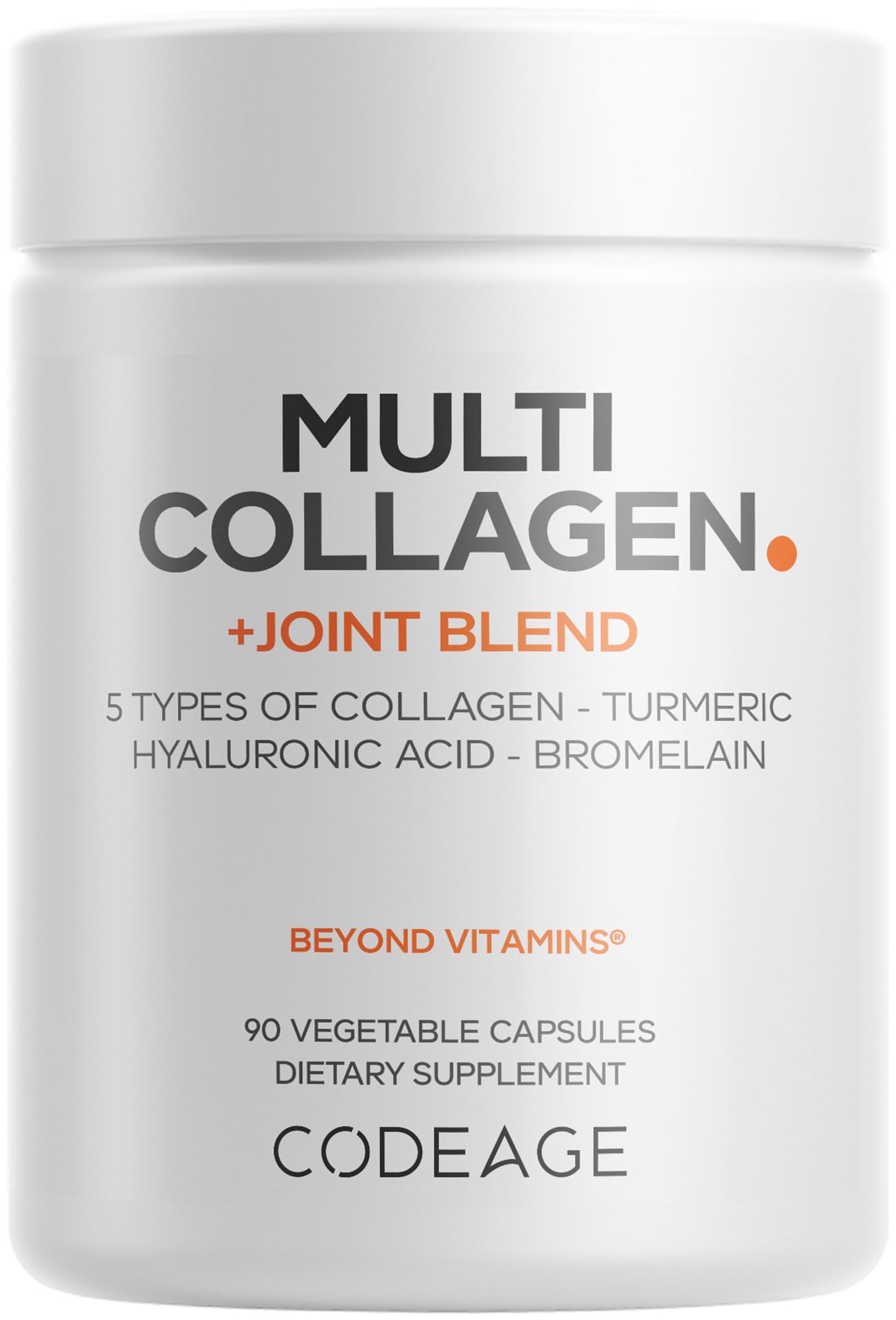 Multi Collagen Protein + Joint Blend Supplement, Hyaluronic Acid, Bromelain, Turmeric, Ginger, Boswellia, Astaxanthin - Hydrolyzed Bovine Collagen - 5 Collagen Types - Non-GMO - 90 Capsules