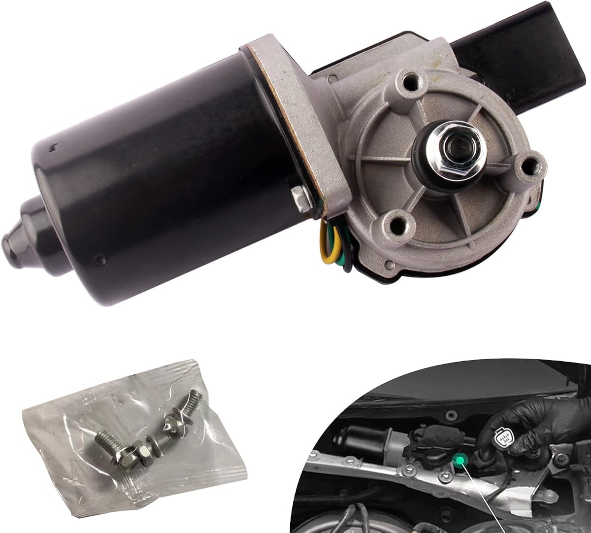 Front Windshield Wiper Motor Compatible with 2007-2017 Jeep Wrangler, 2018 Wrangler JK Replaces 55077859AC 68002388AA 40-458 - Motor ONLY 5-Pin