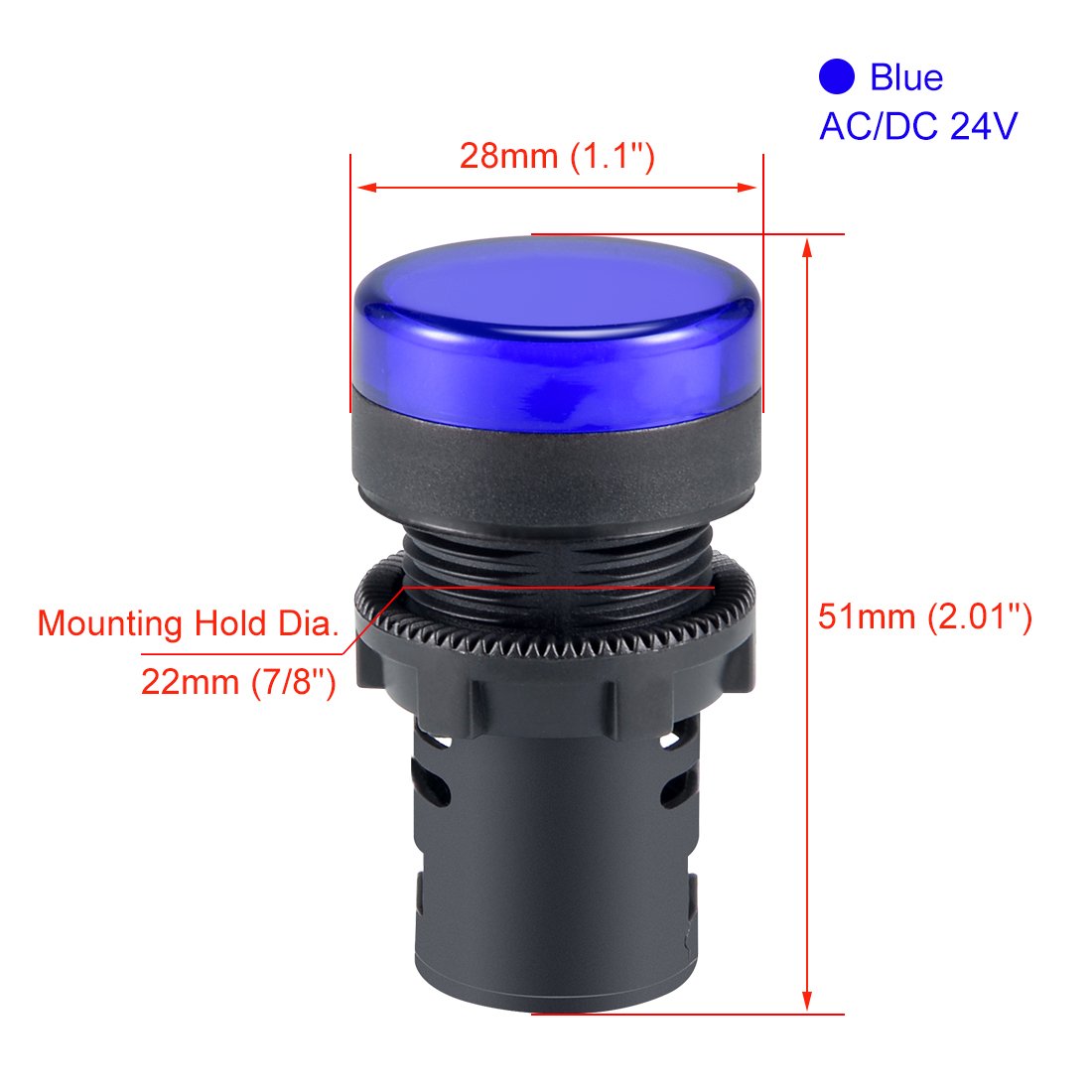 Amazon.com: uxcell Indicator Lights AC/DC 24V, Blue LED, Flush
