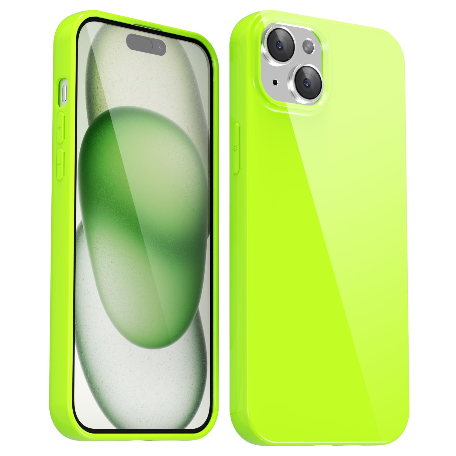 Svanove for iPhone 15 Case Silicone, Glossy Soft Rubber Gel Jelly Cute Protective Plastic Simple Plain Phone Case Cover for Women Girl, Slim Thin