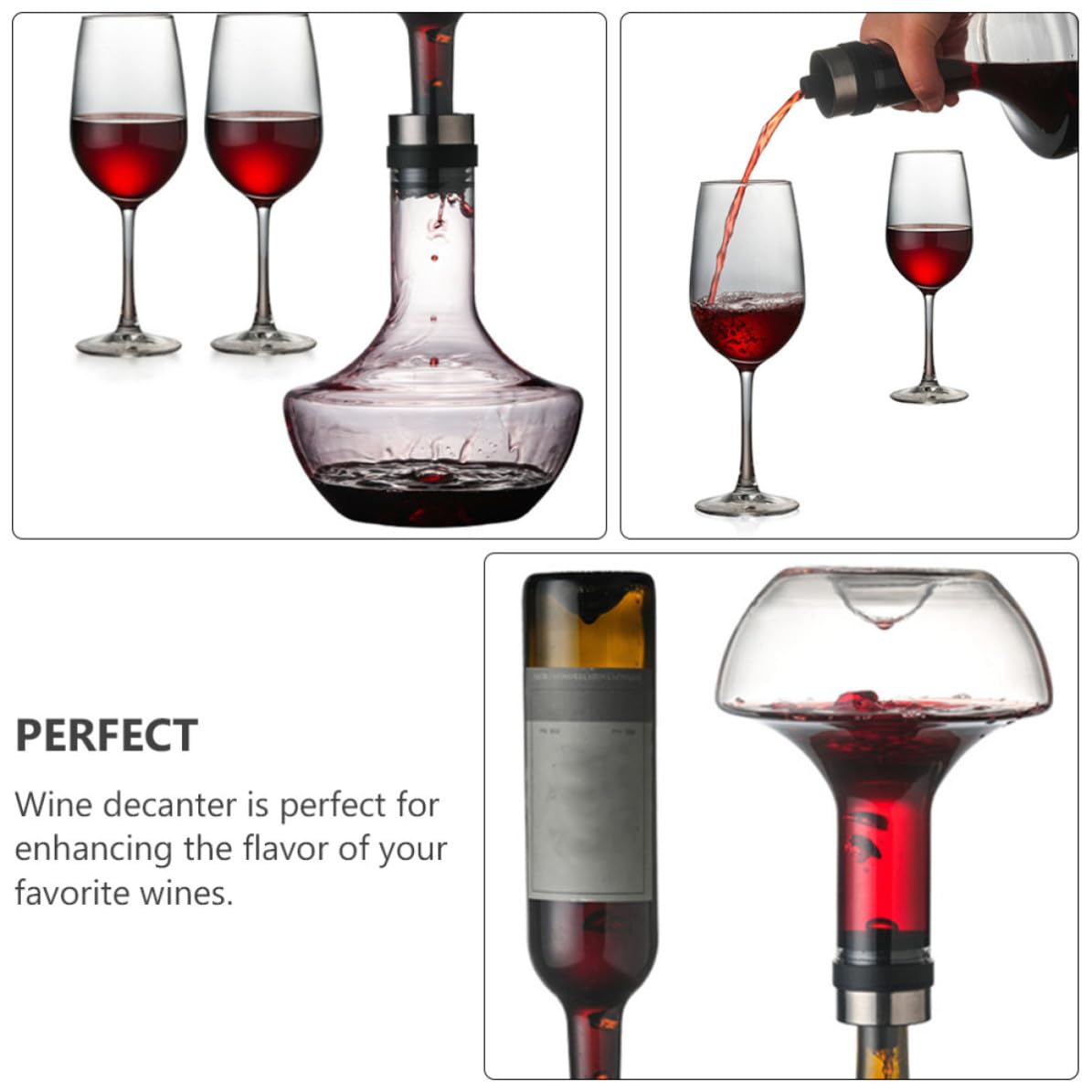 iplusmile Decanter Facile da Impugnare e Pulire per Vino in Vetro Soffiato Artigianalmente da 1000ml Forma Curva Raffinata per Degustazioni Domestiche