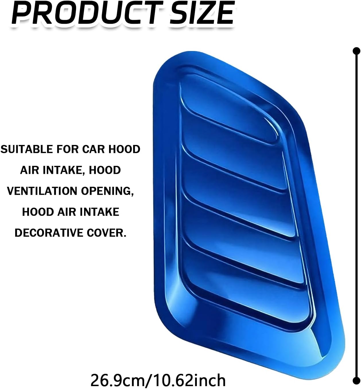 2PCS Car Hood Air Vent, Universal Hood Vents for Cars, Scoop Bonnet Air Vents Engine Hoods Kit, Intake Trim Cover Automotive Exterior Decor Accessories for Most Cars (Blue)