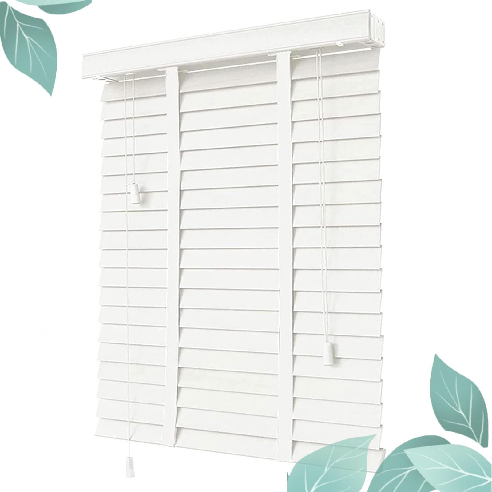 Holzjalousie Venezianische weiße,mit Band,60×120cm 110x150cm 160×180cm Verdunkelungs Fensterjalousie für das Heimbüro,Jalousette aus Naturholz,Sichtschutzrollos,W×H-140x160cm/55x63in