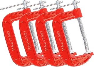 MAXPOWER 4-pieces C Clamps Set, 4 Inch C Clamp, Up To 4-Inch Jaw Opening, 2-1/4 Inch Throat Depth