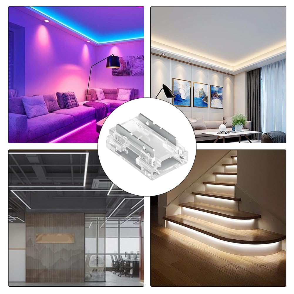 20 sztuk 2-biegunowych złączy LED 8 mm – COB/SMD LED Connector 2-pinowe łączniki narożne, 8 rodzajów połączeń (kształt L/T) – bezlutownicze złącze LED do taśm SMD/COB