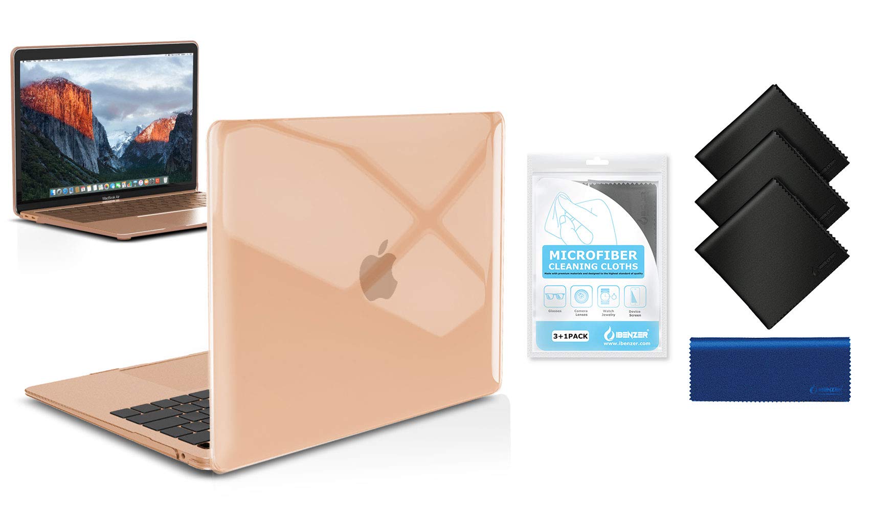 IBENZER Plastic Hard Shell Case & Microfiber Cleaning Cloths for New MacBook Air 13 inch 2020 2019 2018 Release A2179 A1932