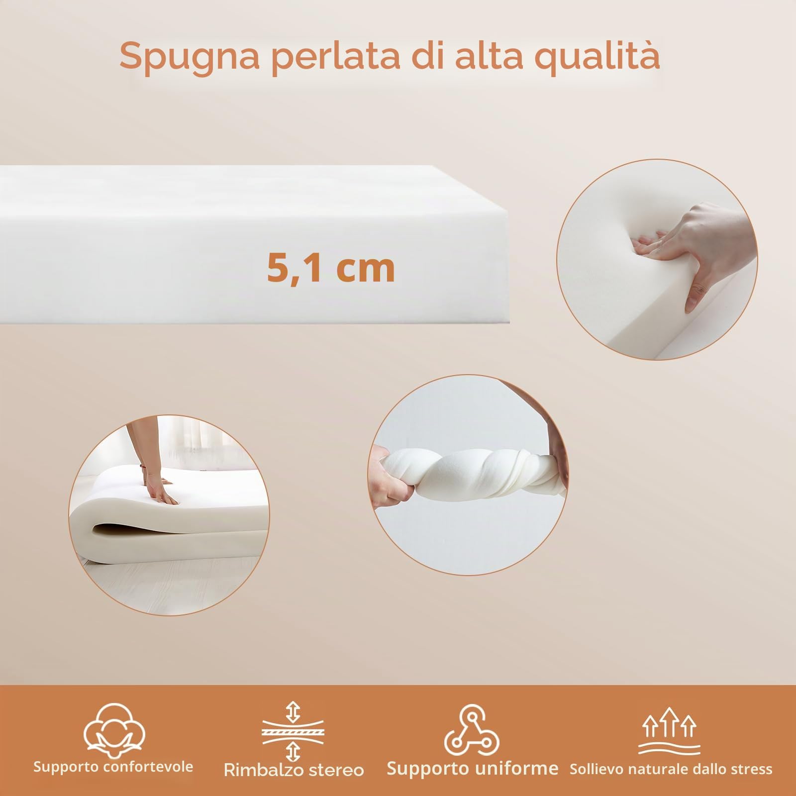 Cuscino per panca in lino 100x40x5 cm, Cuscini per sedute da interno traspiranti e rinforzati, Cuscino per panca ad alta densità con fondo antiscivolo per interni per mobili da veranda (cammello)