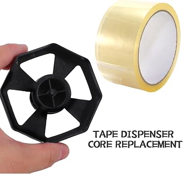 Housoutil Tape Dispenser Core, 3 Sets Replacement Tape Dispenser Wheel, Replacement Core and Wheel, Black Organizer Roll Insert for Home Shop Office School