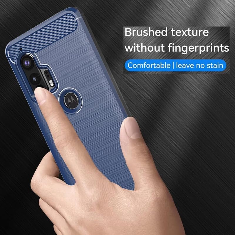 Image of NPRC Hybrid Ultra Slim Protective Case TPU Non-Slip Carbon Fiber Texture Shockproof Case Cover for Moto Edge Plus - Blue