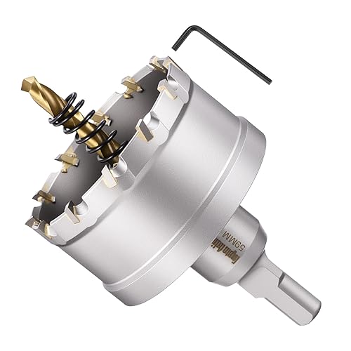 Miniatura 62 de METALLIXITY Kit de sierra perforadora de 1.732 in (1-47/64 pulgadas), cortador de agujeros de carburo de tungsteno con broca central, llave