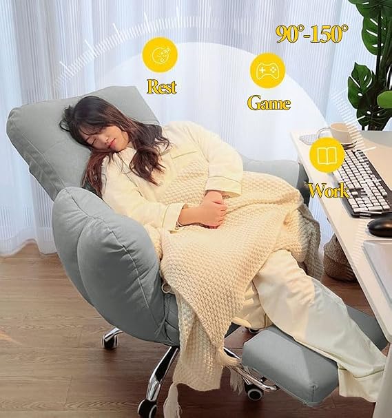 Lazy Sofa for Bedroom Gaming Office Recliner Ergonomic Backrest Home Office Desk Chair Computer Chair with Footrest