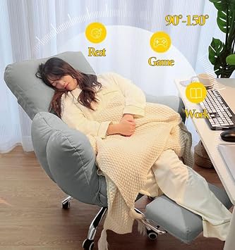 Lazy Sofa for Bedroom Gaming Office Recliner Ergonomic Backrest Home Office Desk Chair Computer Chair with Footrest