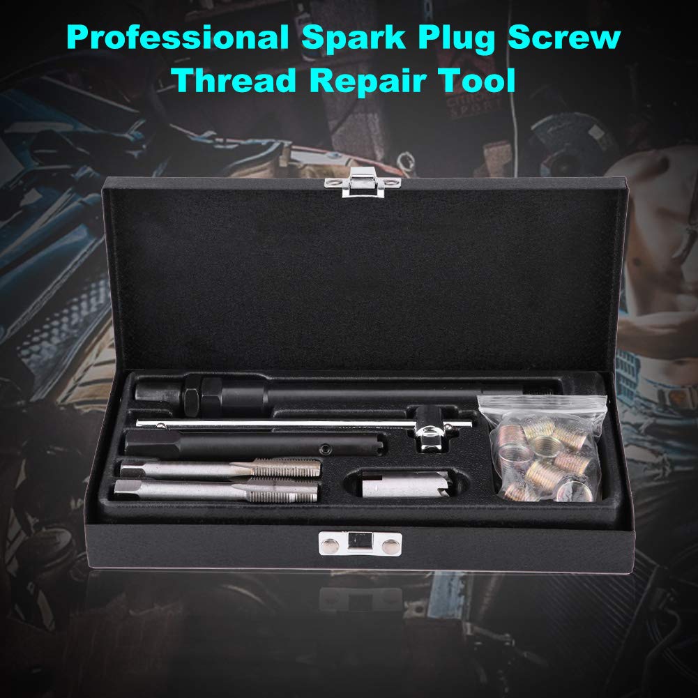KIMISS 25 Kits de Reparación de Bujías Automáticas, M14 * 1,25 Kit de Reparación de Herramientas de Rosca Autorroscante con Carcasa, Adecuado para Automóviles, Camiones, Corte, Motores Y Motores de Ga