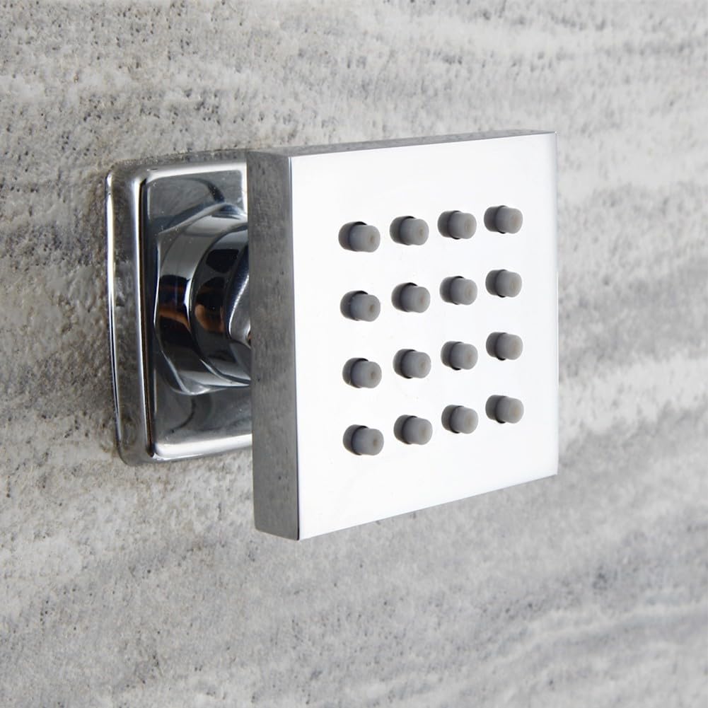 DAZZLEEX Chorros rociadores de cuerpo de ducha para cintura/lateral/espalda, chorros cuadrados de latón con conector estándar G1/2 experiencia de masaje SPA