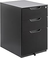 Amazon Basics 3-Drawer Locking Mobile File Cabinet, Black - Metal, Smooth Glides, Letter/Legal Hanging Files, Portable