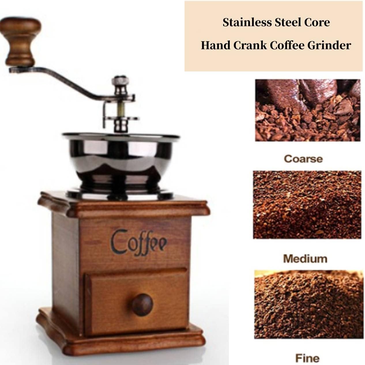 Vintage Manual Coffee Grinder,Ceramic Conical Burr Portable Coffee