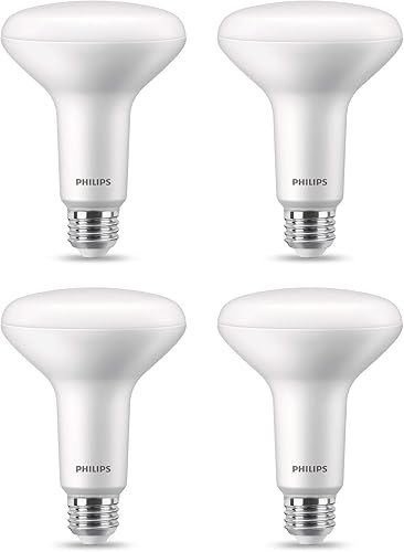 Philips LED Alto lumen BR30 sin parpadeo, efecto de brillo cálido regulable, 1400 lúmenes, 2700-2200K, 15W = 100W, tecnología EyeComfort, base E26,