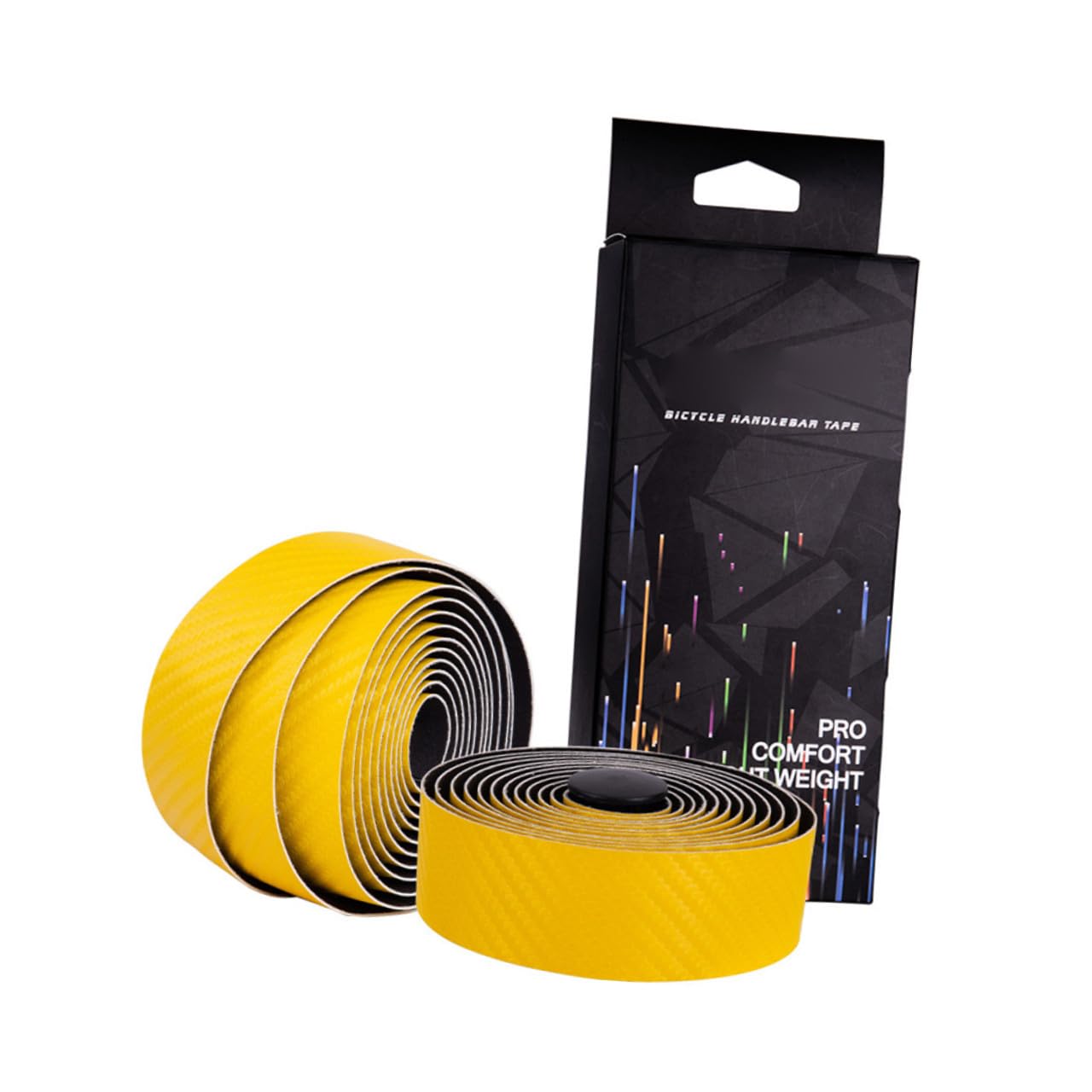 Carbon Fiber Handlebar Tape Set, Yellow Bike Handlebar Straps Non-Slip, Sturdy Road Bike Bar Tape for Cycling Sports
