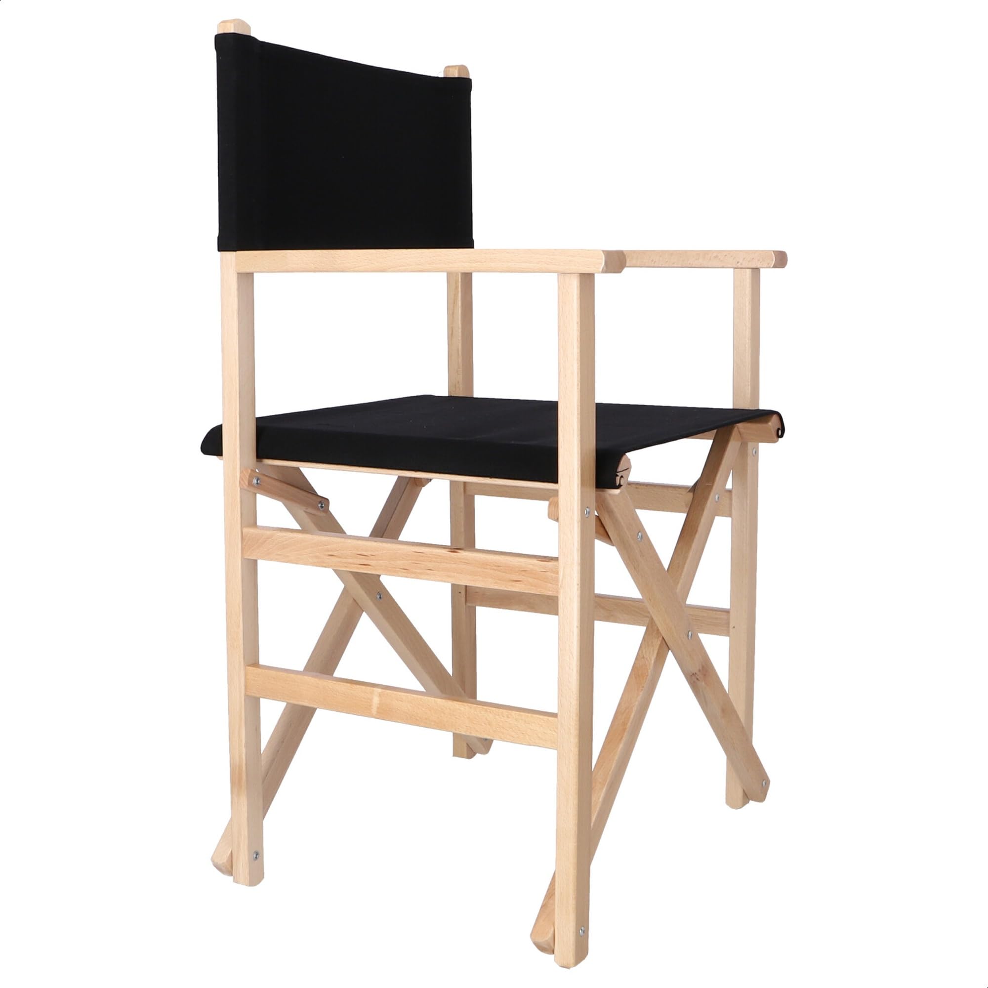 Silla de Director de Madera con Barniz con Lona de Color Negra