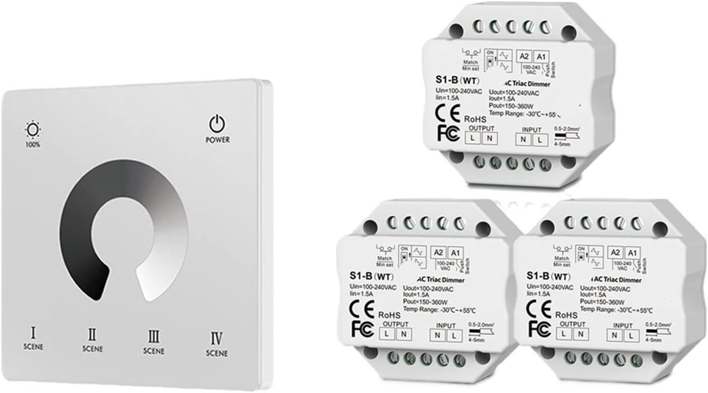 AC thyristor LED dimmer Push Button Switch 110V 220V 230V(4xS1-B(WT) TW1 W)