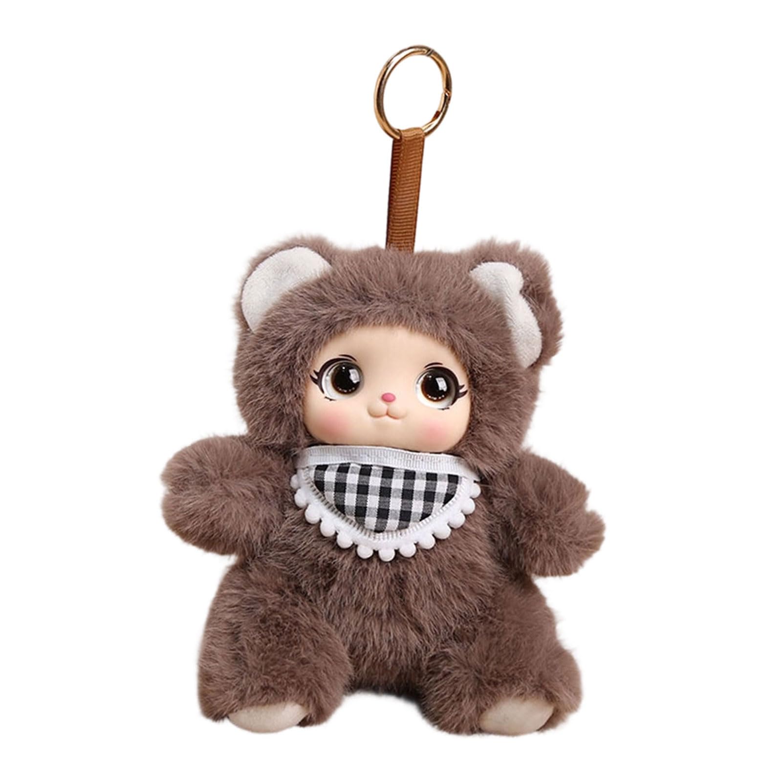 Xinsheinelry Unisex Gray Fashionable Plush Doll Keychain In Sitting Pose 16Cm Long Fashion Backpack Charm For Personalizing Keys And Bags Resin Keyring