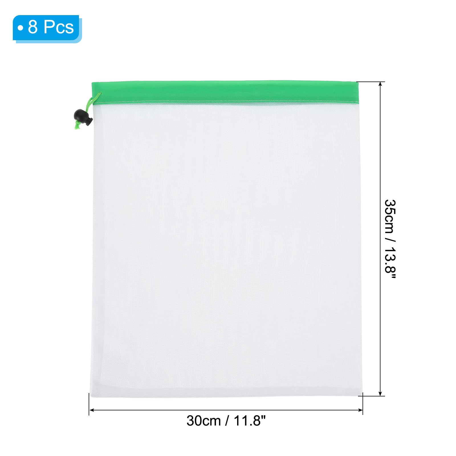 PATIKIL Mesh Produce Bags, 8 Pack 12x14 Inch Reusable Produce Bag Drawstring Washable See-Through Grocery Bags for Fruits Veggies Shopping Storage, Green - Image 2