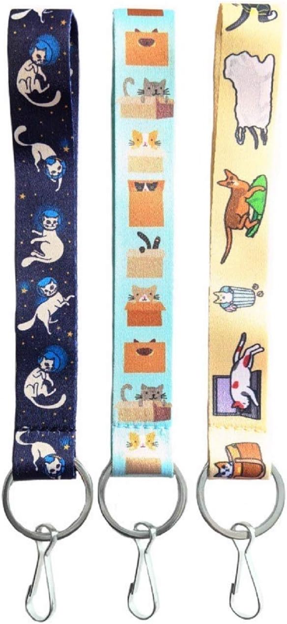 Cat Wristlet Lanyard Keychain ID Badge Holder (Set of 3)