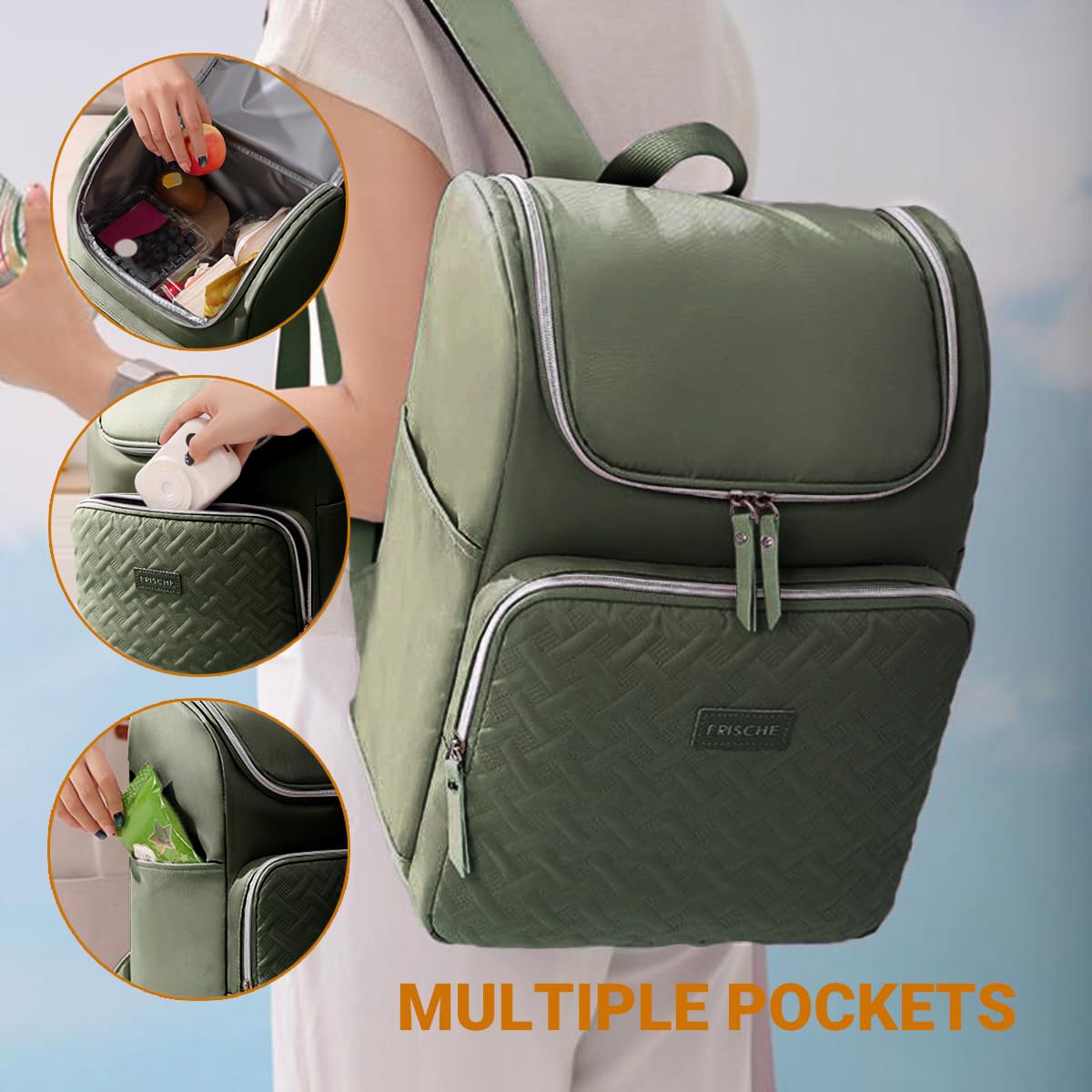 18L Picknickrucksack Kühltasche Kühlrucksack Thermo Rucksack Isoliert Cooler Bag Isoliertasche
