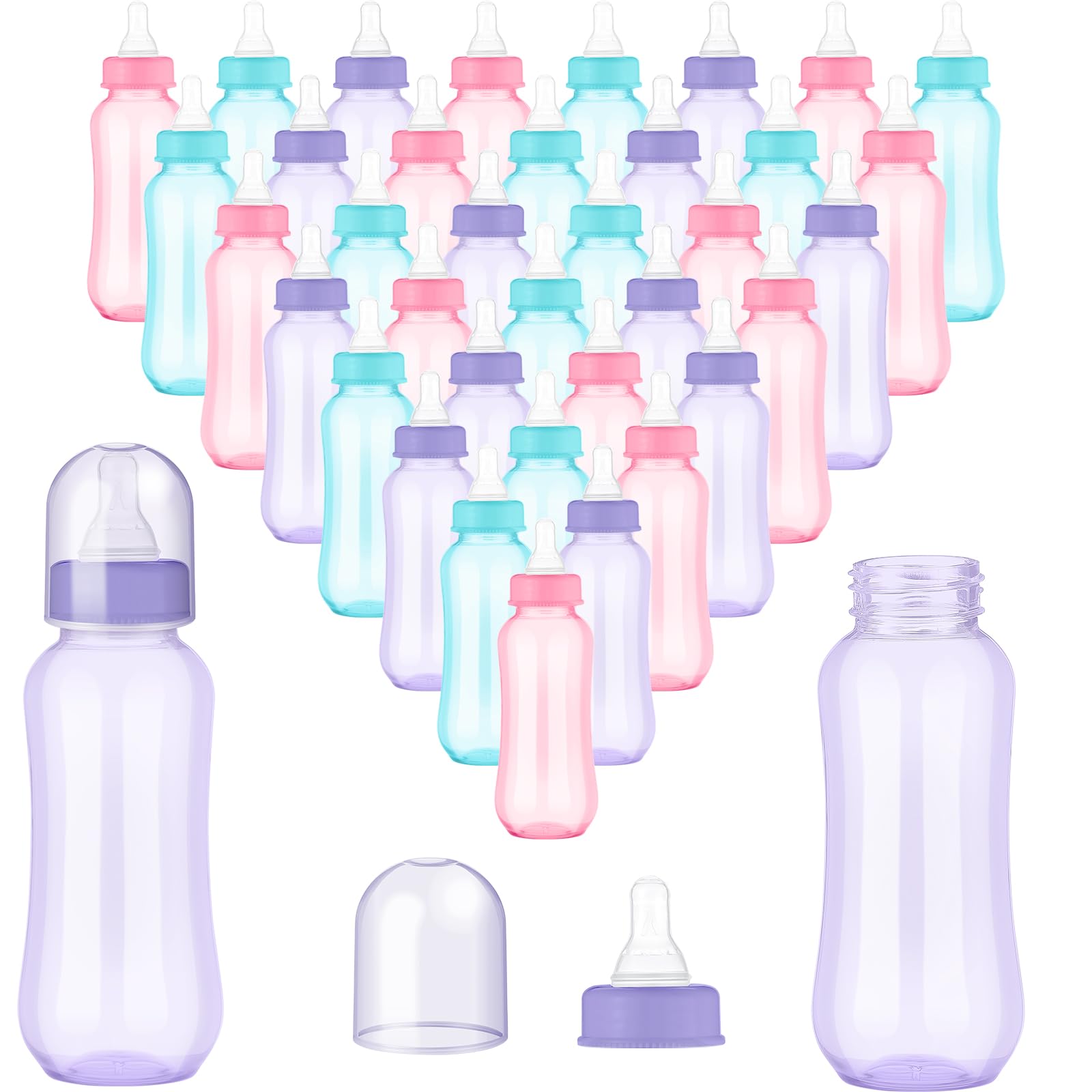 Norme 36 Pcs 9.5 oz Plastic Bottles Chug Shower Game Party Favors for Shower Decorations Gender Reveal Gifts (Many Color)