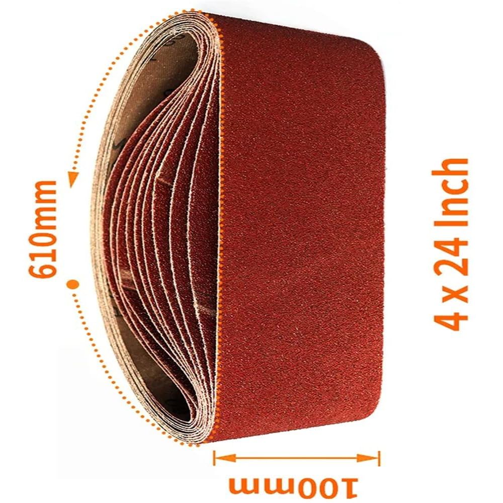 10 szt. 100 * 610 mm Paski ścierne 4" x 24" cali Taśma ścierna z tlenku glinu P40-P1000 do polerowania drewna, miękkiego metalu, szlifowanie P180
