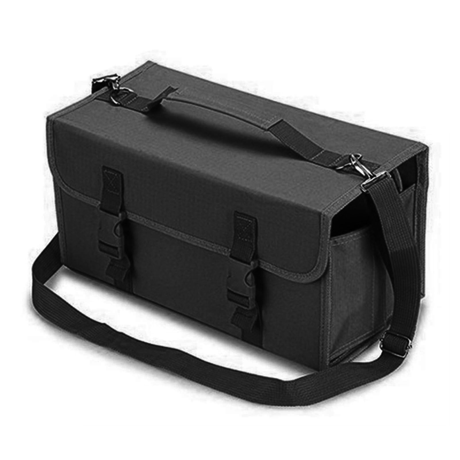 Estuche organizador para 120 marcadores, bolsa de almacenamiento para rotuladores, bolsa de transporte para bolígrafos artísticos con correa de hombro y asa de almacenamiento, Black
