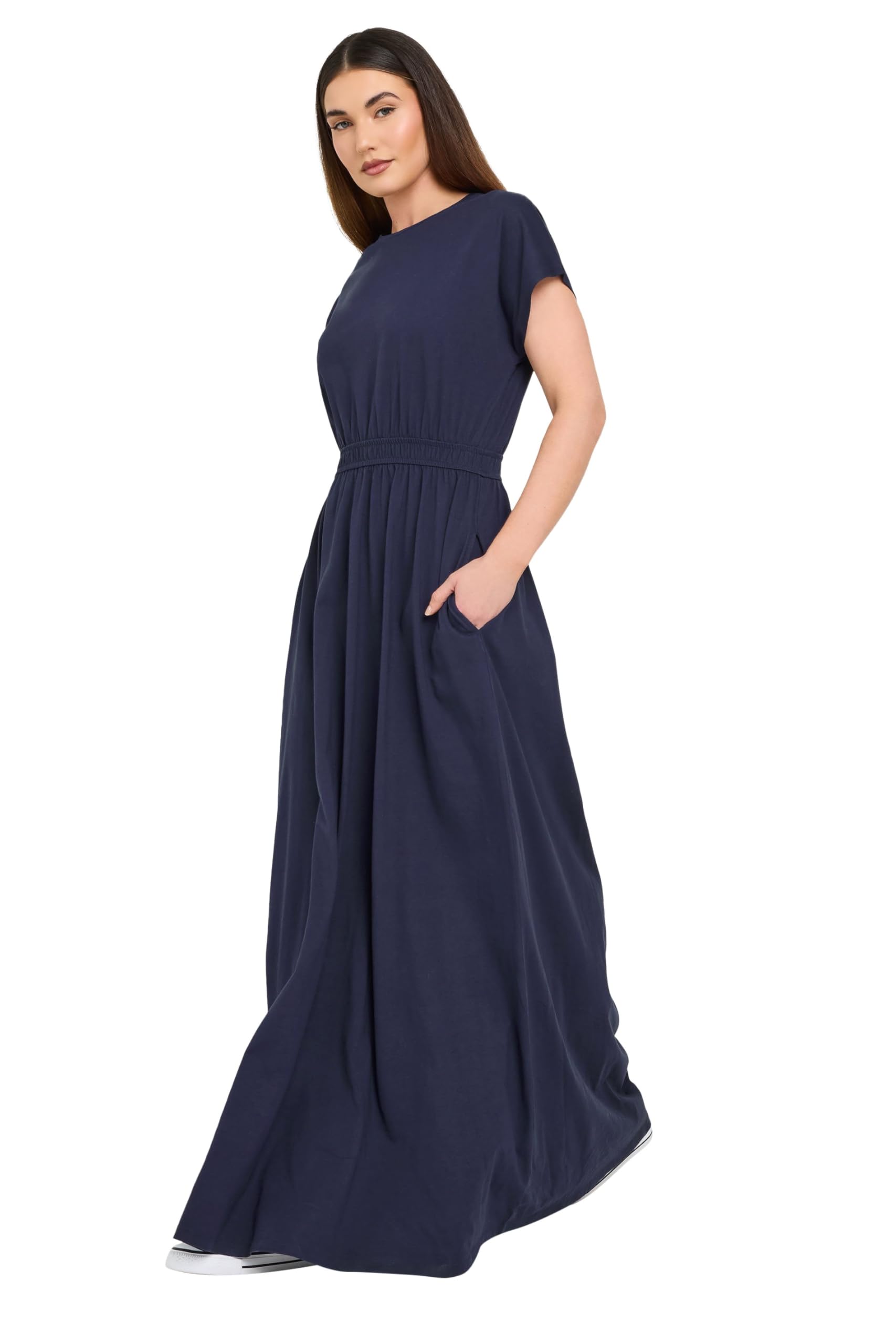 Long Tall Sally Women's Dark Navy Tall Shirred Waist Maxi Dress In | : Size 12
