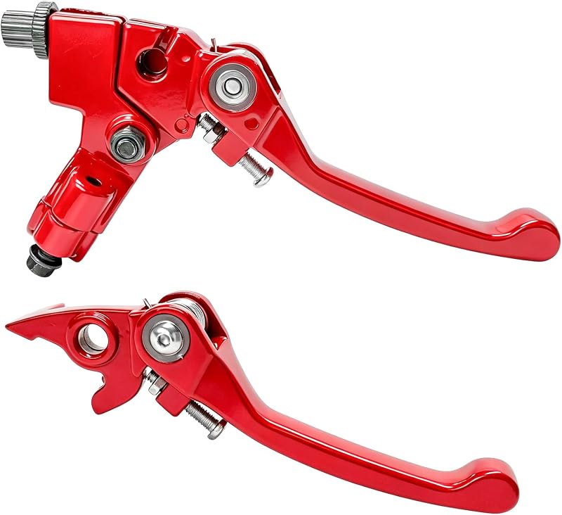 Folding Clutch Brake Lever, 7/8 inch Motor Handlebar Brake Master Clutch Lever, Aluminum Alloy Folding Levers for 125 Pit Dirt Bike Motorcycle, Motorcycle Accessories (Red)