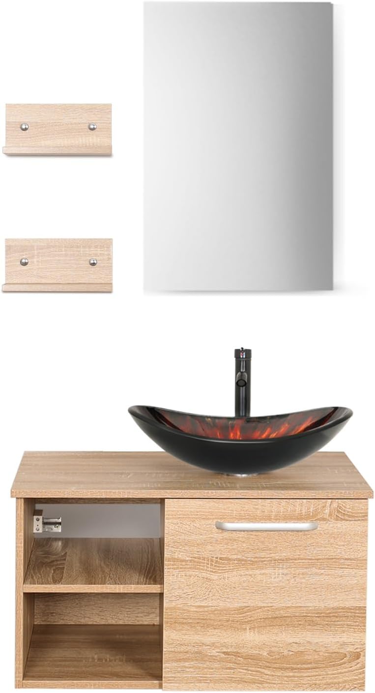 Amazon.com: YOURLITE 28 Inch Floating Bathroom Vanity with Sink,Wooden ...