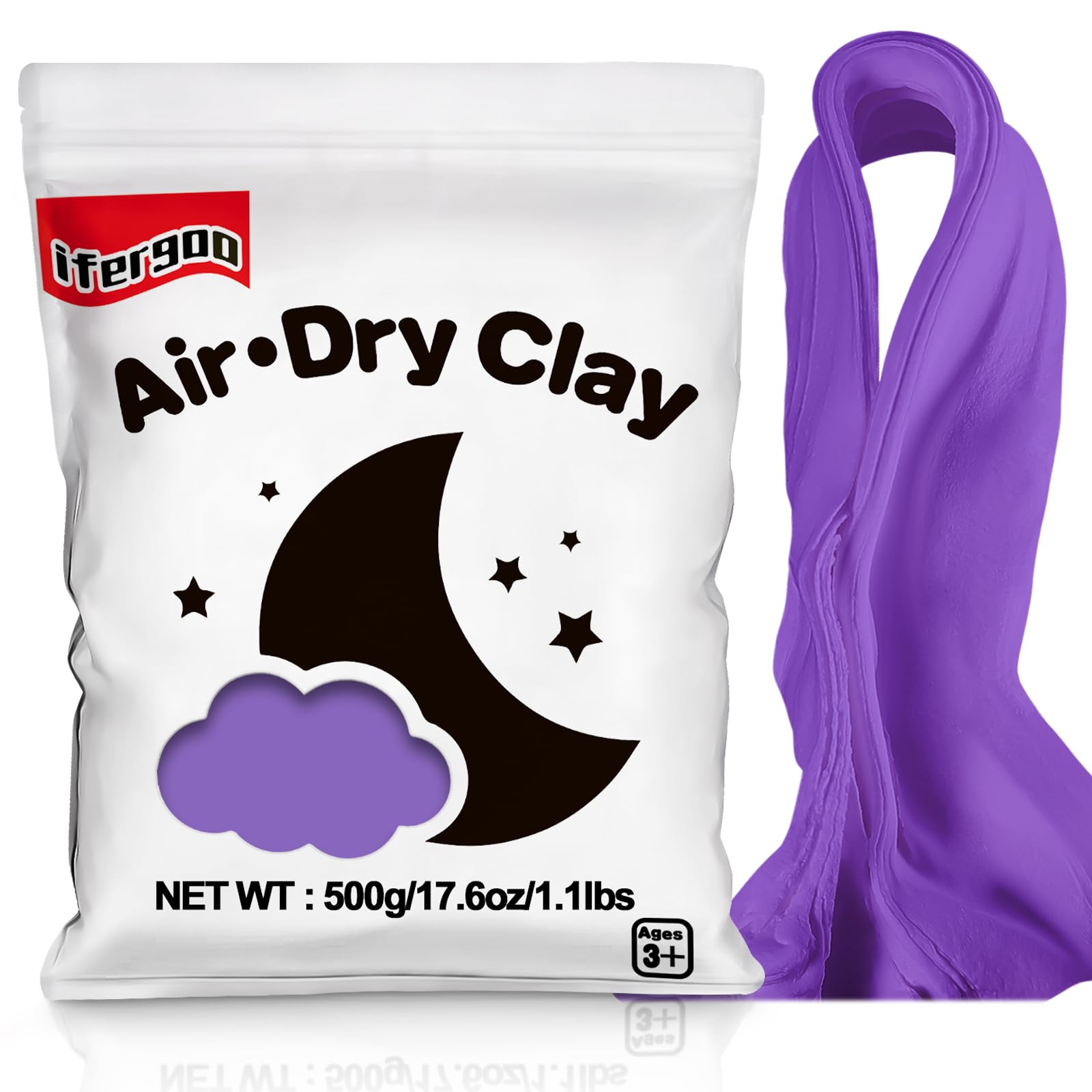 iFergoo Air Dry Clay, Ultra Light Modeling Clay, Magic Clay DIY Creative Modeling Dough, Kids Gifts for Girls Boys-1.1 Lbs/ 500 g (Purple Clay)