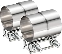 TIROL 2.25 Inch Stainless Steel Exhaust Clamp - Lap Joint Band Muffler Clamp for 2.25" ID Pipes, 2 Pack Secure Seal