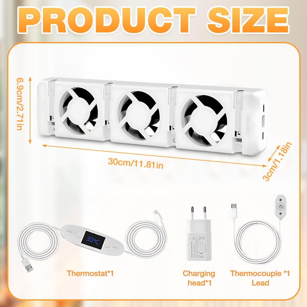 Ventilatore per Termosifone, Ventilatore per Radiatore, Ventole per Radiatore, Ventola di Riscaldamento, Amplificatore Intelligente per Riscaldamento Risparmiare Energia