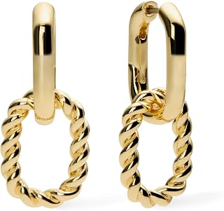 Ash Double Hoop Earrings for Women - 14K Gold Plated, Silver & Two-Tone Drop Dangle Hoop Earring - Trendy Paperclip Link Huggie Hoop - Hypoallergenic, Water-Resistant & Tarnish-Free Jewelry