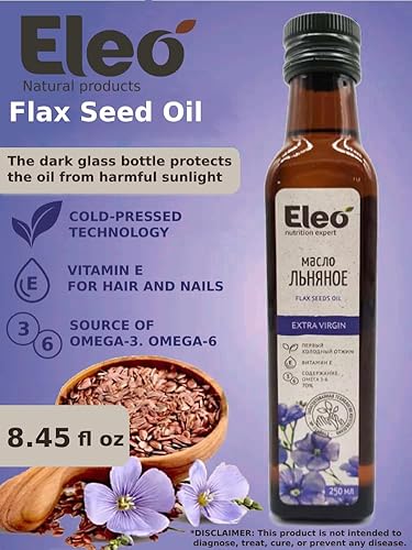 Miniatura 2 de Eleo Siberian - Aceite de linaza natural de grado alimenticio, vegano extra virgen y prensado en frío para uso interno y externo, 8.5 fl oz  8.5 fl