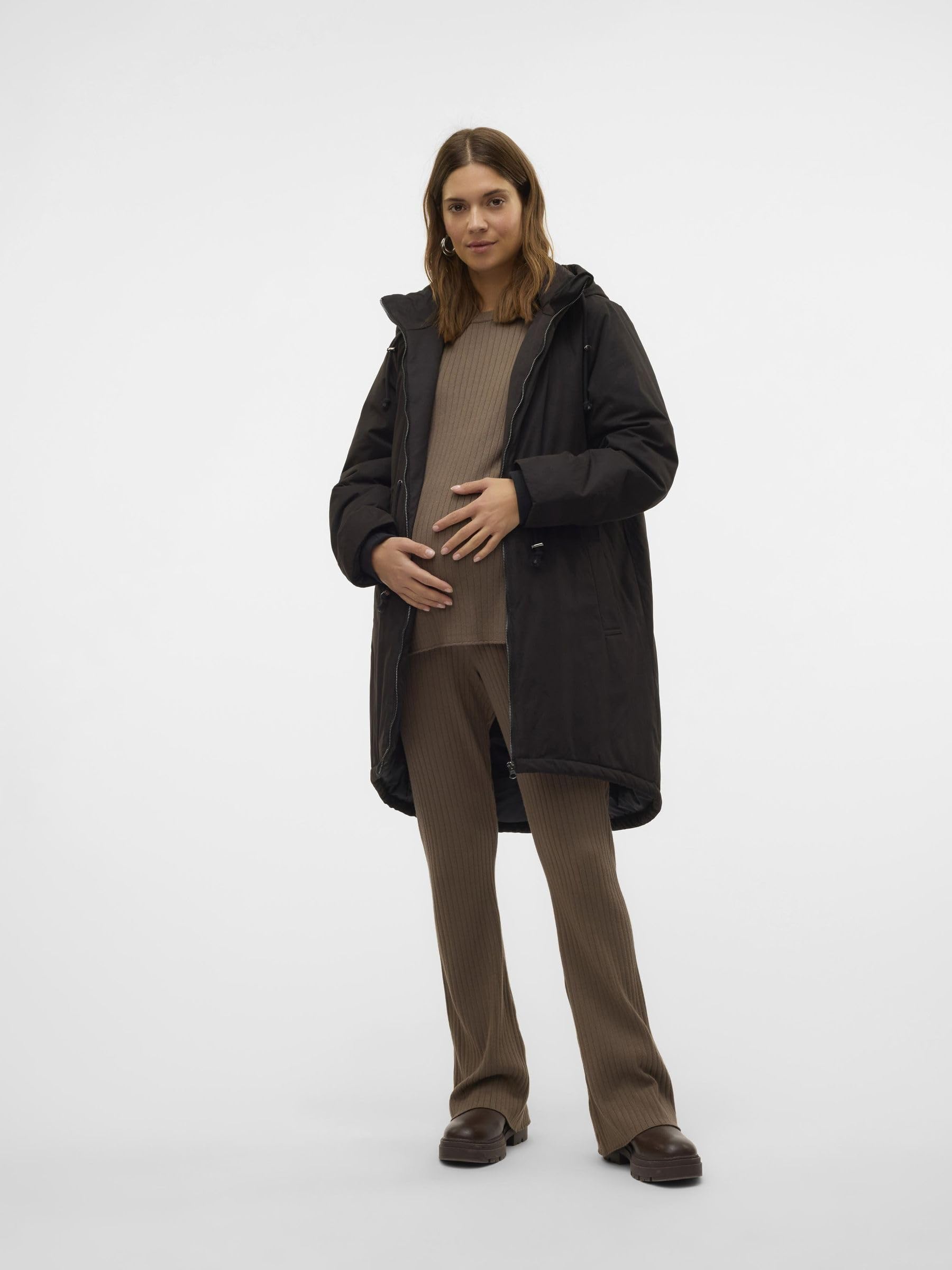 MAMALICIOUS Female Jacke Kapuze mit Kordelzug Gerippte Ärmelbündchen Mantel | Jacket