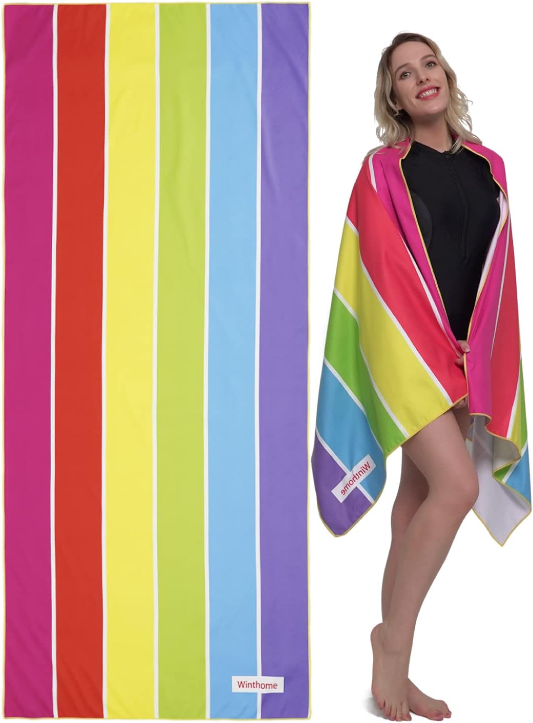 Winthome Microfibre Beach Towel, Large Quick Dry Sand Free Towel
