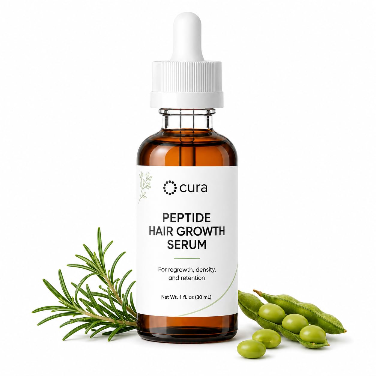 Cura Peptide Hair Growth Serum,Cura Hair Growth Serum,for Fuller-Looking Hair, Leave-In Serum for Men and Women, Daily Hair Care, Fast-Absorbing, Non-Greasy, 1 fl oz
