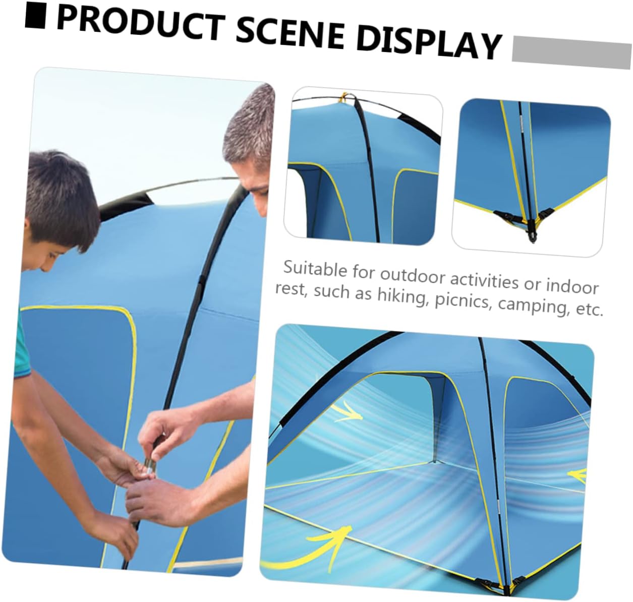 POPETPOP 1pc Outdoor Beach Camping Tent Spacious Sided Ventilated Canopy Shelter for Family Picnic Hiking and Travel Quick Setup Lightweight and Polyester Removable Groundsheet Upgraded