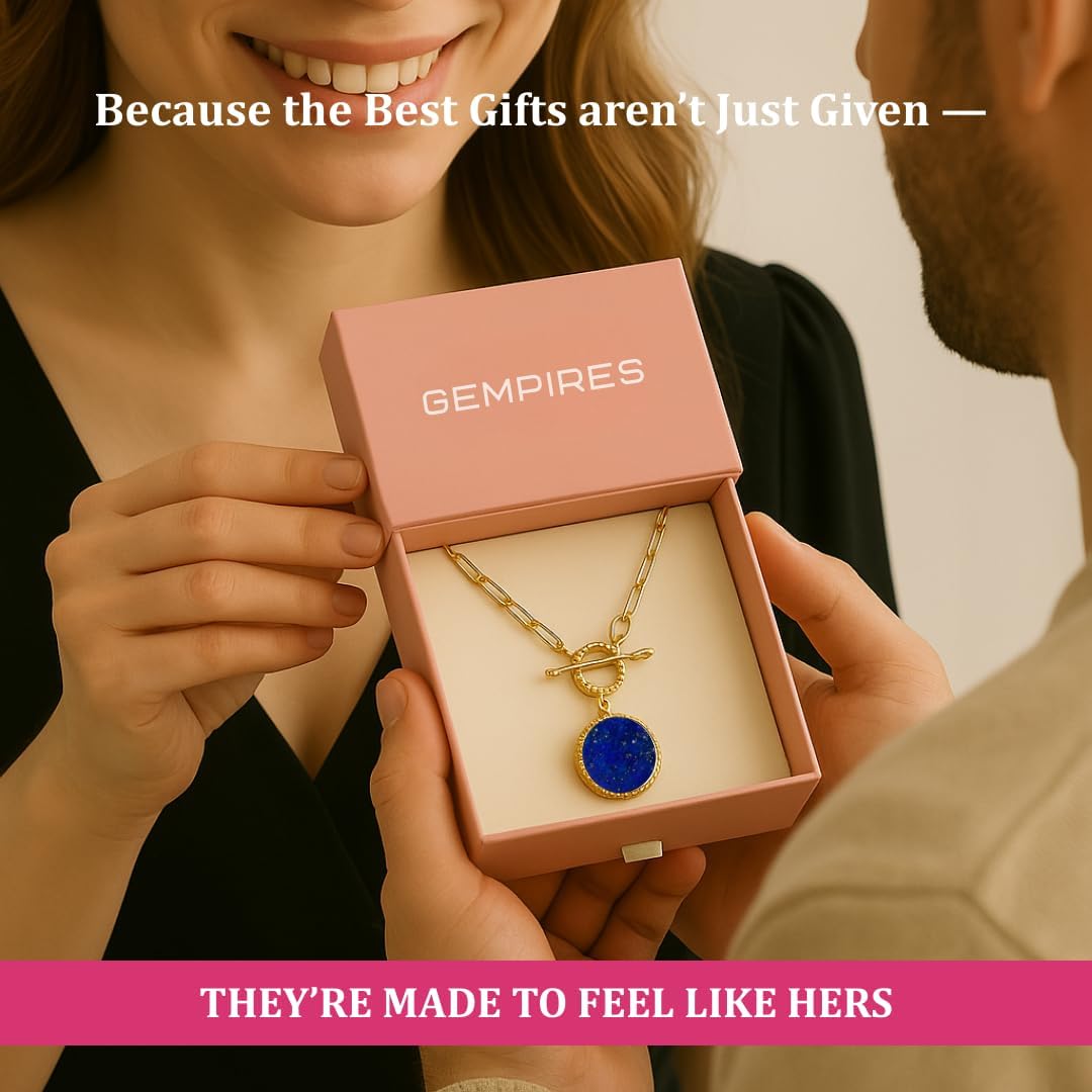 Gempires Gemstone Coin Front Toggle Pendant Necklace for Women with Gold Paperclip Chain, Natural Crystal Pendant with Toggle Clasp, Handcrafted Perfect Jewelry Gift for her - Image 6