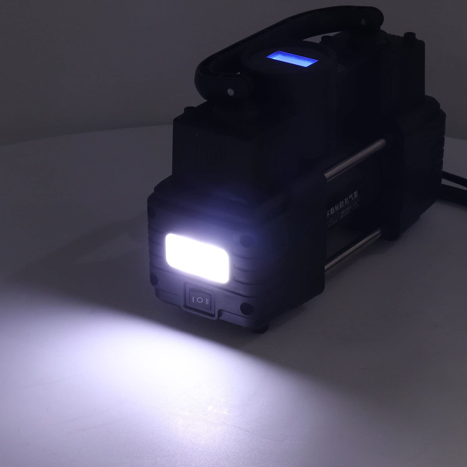 Pompa Sprężarki Powietrza 12 V Podwójny Cylinder do Pompowania Opon Samochodowych 100 PSI Cyfrowy Wyświetlacz LED Światło ABS i Czysta miedź do Samochodów Osobowych Ciężarówki RV Motocykle