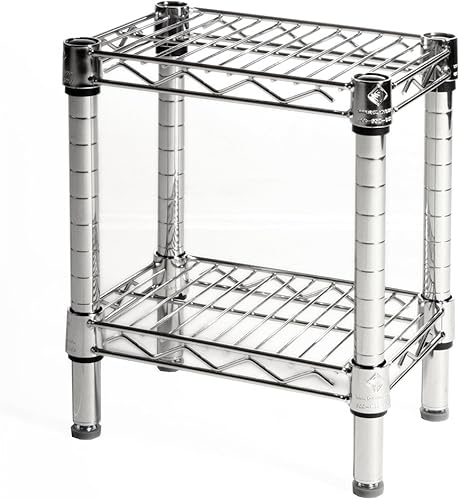 Shelving Inc. Estantería de alambre cromado de 10 pulgadas de profundidad x 18 pulgadas de ancho x 14 pulgadas de alto con estantes de 2 niveles,